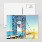 GWB die Fort Lee NJ en Manhattan NYPlus verbindt Briefkaart (Voorkant / Achterkant)