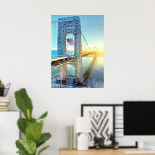 GWB die Fort Lee NJ en Manhattan NYPlus verbindt Poster (Thuiskantoor)