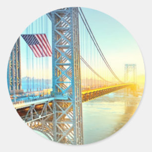 GWB die Fort Lee NJ en Manhattan NYPlus verbindt Ronde Sticker
