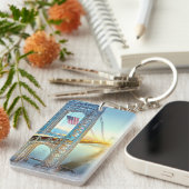 GWB die Fort Lee NJ en Manhattan NYPlus verbindt Sleutelhanger (Voorkant Rechts)