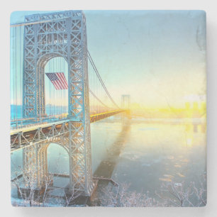 GWB die Fort Lee NJ en Manhattan NYPlus verbindt Stenen Onderzetter
