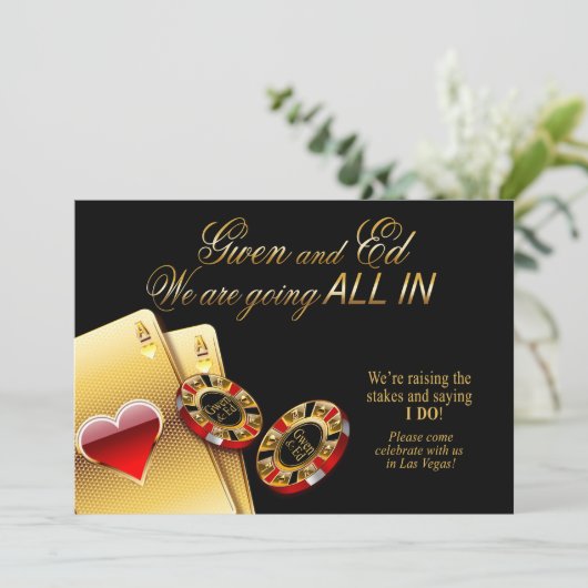 Gwen ALL IN Casino Wedding VRAAG 4 NAMEN IN CHIPS Kaart (Staand voorkant)