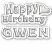 Gwen Happy Birthday silver Aufkleber Sticker (Voorkant)