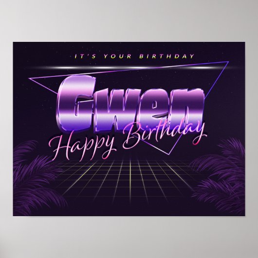 Gwen Name Vorname retro Poster Geburtstag (Voorkant)