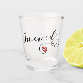 Gwened Flag in Heart, Vannes, Breton, Bretagne Shot Glas