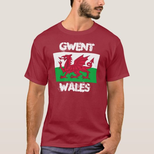 Gwent, Wales met Welsh flag T-shirt (Voorkant)