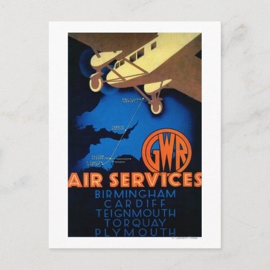 GWR Air Services Poster Europe Briefkaart (Voorkant)