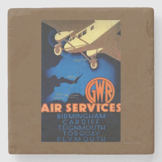GWR Air Services  Poster Europe Stenen Onderzetter (Voorkant)