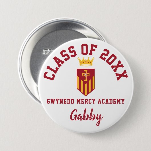 Gwynedd Mercy Academy Button Logo Custom Sports (Voorkant /achterkant)