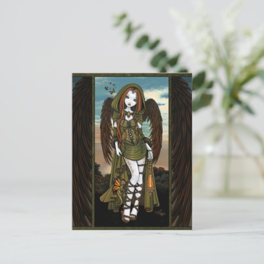 Gwyneth Sunset Dragon Lantern Angel Briefkaart (Staand voorkant)