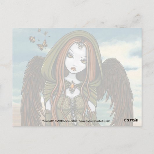 Gwyneth Sunset Dragon Lantern Angel Briefkaart (Achterkant)