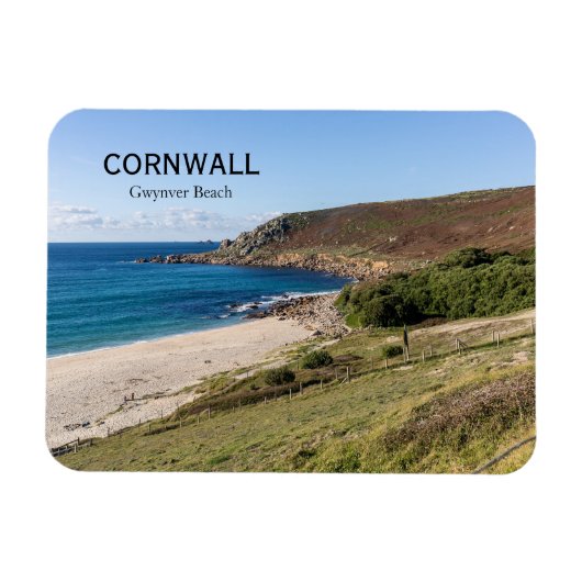 Gwynver Beach in Cornwall, Engeland Magneet (Horizontaal)