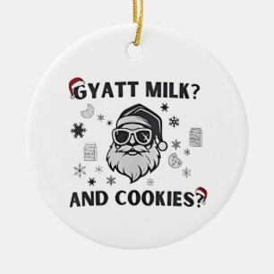 Gyatt Melk en Koekjes Grappige Kerstman Gen Alpha Keramisch Ornament