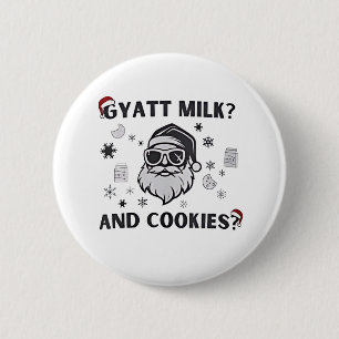 Gyatt Melk en Koekjes Grappige Kerstman Gen Alpha Ronde Button 5,7 Cm