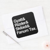 Gyatt Rizzler Skibidi en Fanum Tax Vierkante Sticker (Envelop)