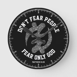 GYE NYAME Adinkra Christelijk Zwart Zilver Glitter Ronde Klok