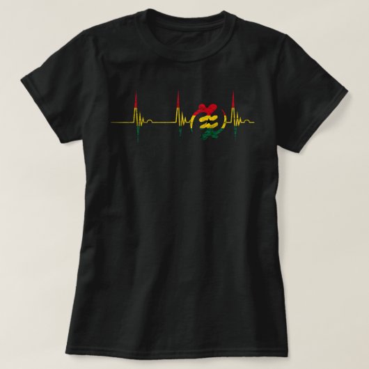 Gye Nyame Adinkra Symbol Ghana Flag Heartbeat EKG T-shirt (Design voorkant)