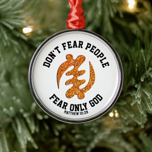 Gye Nyame ANGST ALLEEN GOD Christelijk Glitter Metalen Ornament (Boom)