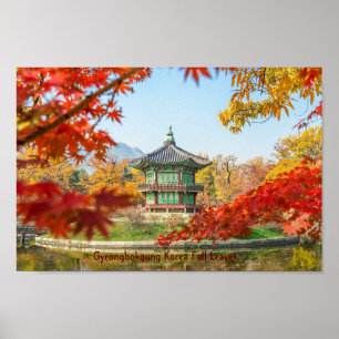 Gyeongbokgung Korea Fall Leaves Poster