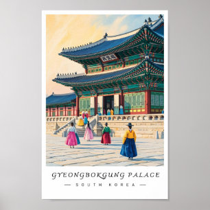 Gyeongbokgung-paleis Korea Muurkunst, Seoul Poster