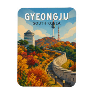 Gyeongju Zuid-Korea Illustratie Reis Kunst Magneet
