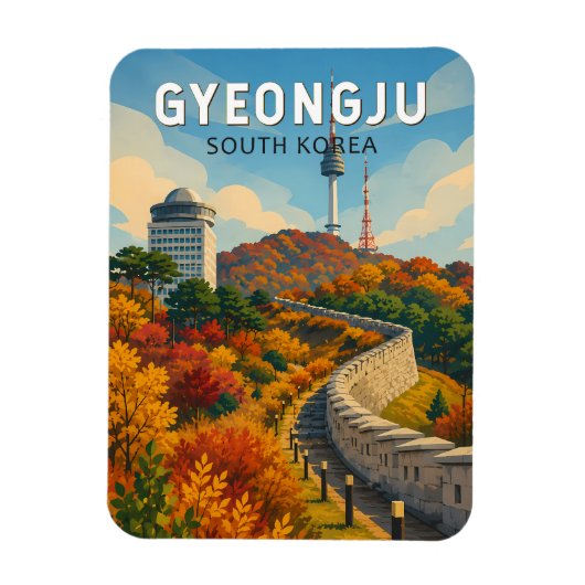 Gyeongju Zuid-Korea Illustratie Reis Kunst Magneet (Verticaal)
