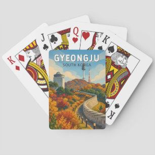 Gyeongju Zuid-Korea Illustratie Reis Kunst Pokerkaarten