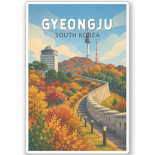 Gyeongju Zuid-Korea Illustratie Reis Kunst Sticker
