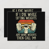 Gym Als Ik Sterf Liften Weegt Grappige Workout Fit Bedankkaart (Voorkant / Achterkant)