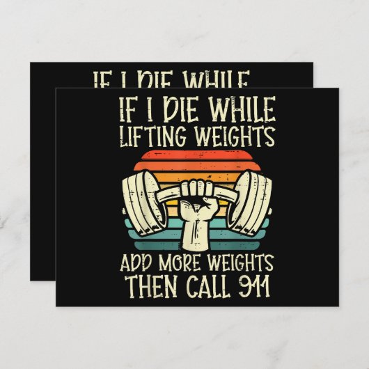 Gym Als Ik Sterf Liften Weegt Grappige Workout Fit Bedankkaart (Voorkant / Achterkant)