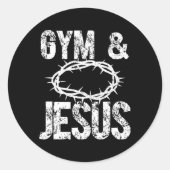 Gym And Jesus Christian Bodybuilder Religious Body Ronde Sticker (Voorkant)