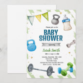 Gym Baby shower feest uitnodiging (Voorkant / Achterkant)