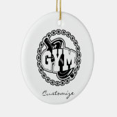 Gym Barbell Logo Thunder_Cove Keramisch Ornament (Rechts)
