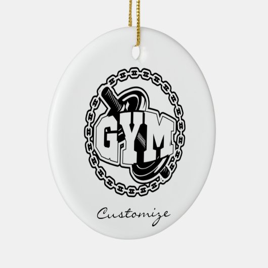 Gym Barbell Logo Thunder_Cove Keramisch Ornament (Rechts)