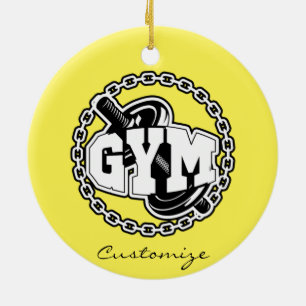 Gym Barbell Logo Thunder_Cove Keramisch Ornament