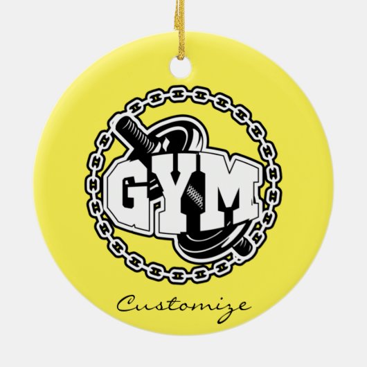 Gym Barbell Logo Thunder_Cove Keramisch Ornament (Achterkant)