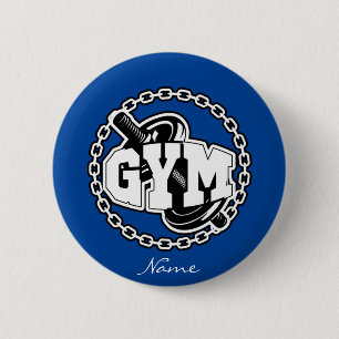 Gym Barbell Logo Thunder_Cove Ronde Button 5,7 Cm