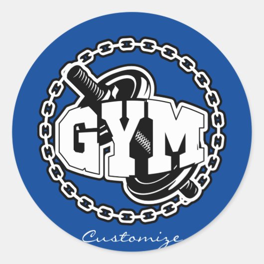Gym Barbell Logo Thunder_Cove Ronde Sticker (Voorkant)