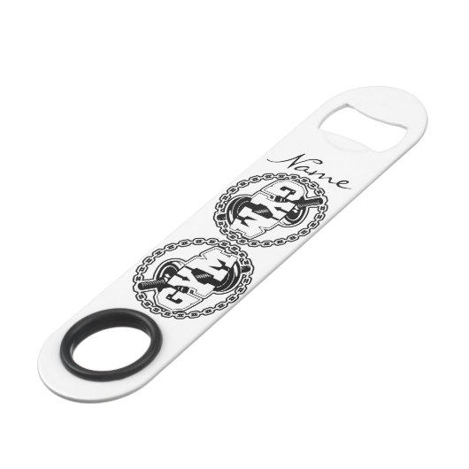 Gym Barbell Logo Thunder_Cove Speed Flessenopener (Achterkant Gekanteld)