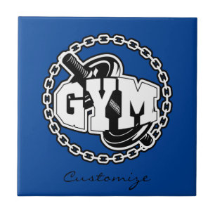 Gym Barbell Logo Thunder_Cove Tegeltje