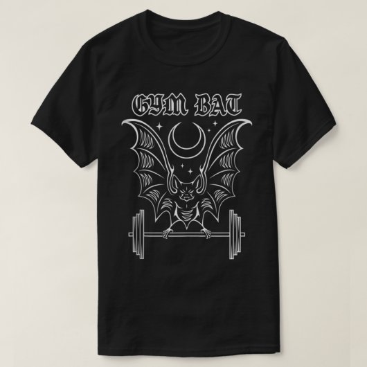 Gym Bat Gothlete Workout Vampire Bat and Moon Heal T-shirt (Design voorkant)