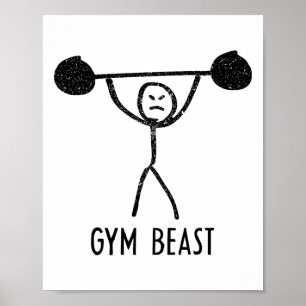 Gym Beest Funny Bodybuilding Oefening Fitness Werk Poster