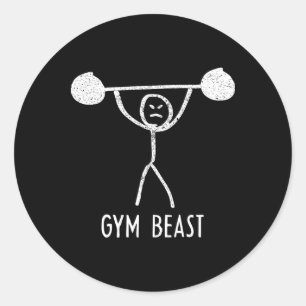 Gym Beest Funny Bodybuilding Oefening Fitness Werk Ronde Sticker