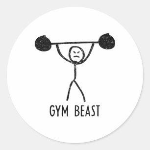 Gym Beest Funny Bodybuilding Oefening Fitness Werk Ronde Sticker