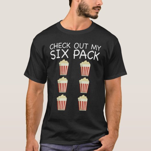 Gym Bekijk Mijn Six Pack Popcorn T-shirt (Voorkant)