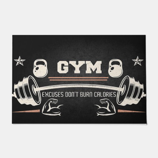 Gym Black doormat, Funny Fitness doormat Deurmat (Voorkant)