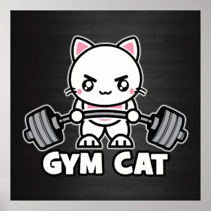 Gym Cat - Motivatie werken Poster