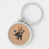 Gym Cat Weightlifting Keychain (Voorkant)