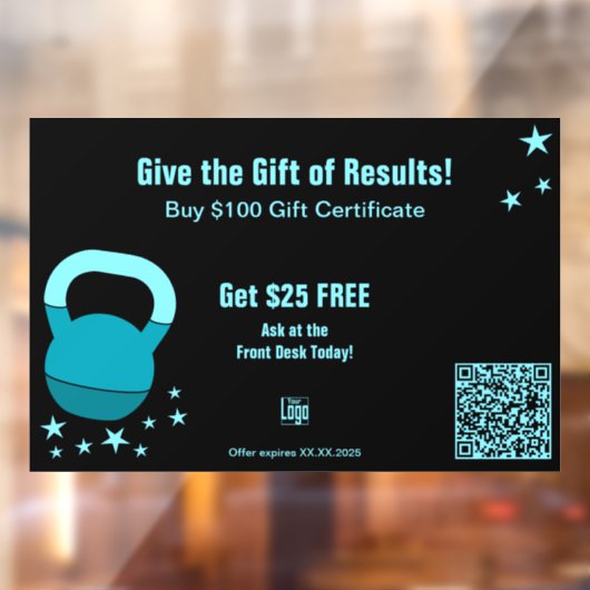 Gym Christmas Gift Results Certificate Promotion Raamsticker (Vel 2)