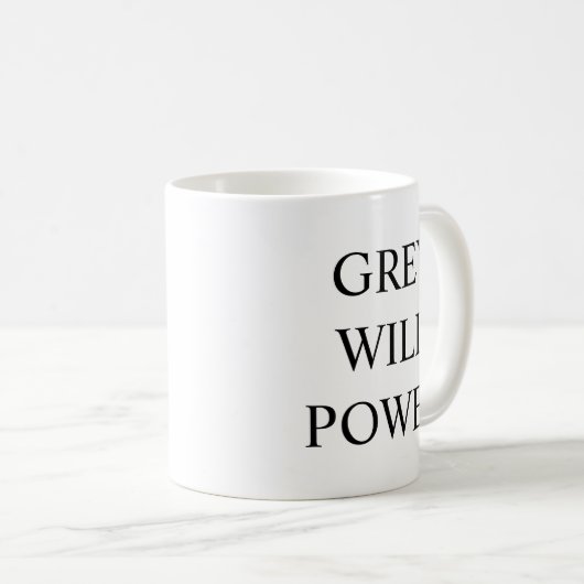 Gym Coffee Mug – Hard Work - Grey Will Power Koffiemok (Voorkant rechts)